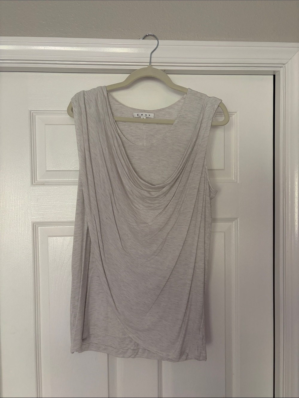 CAbi Draped Neck Sleeveless Camisole - Light Gray